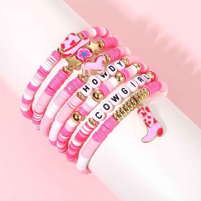 Surfer Heishi Bracelets for Women Stackable Rainbow Vinyl Disc Clay Beaded Stretch Bracelets Elastic Layering Friendship Bracelets Boho Summer Beach Jewelry