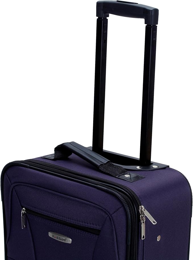 Rockland Fashion Softside 2 Piece Luggage Set, Expandable, (14" Tote/19" Upright), Purple