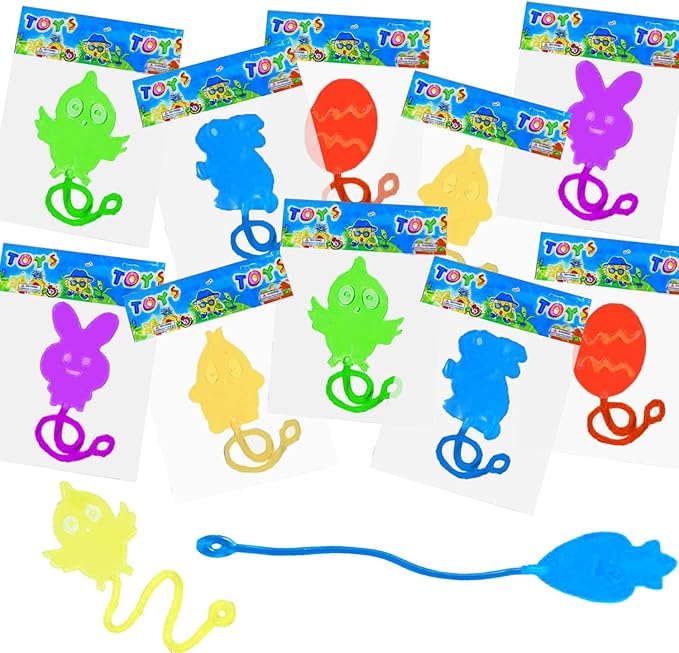 36 Pack Easter Sticky Hands Toys, Bunny Chick Egg Carrot Styles Stretchy Toys Easter Basket Stuffers, Easter Egg Fillers, Party Favors Gifts for Kids Boys Girls
