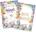 Party Animal Birthday Invitations, 25 Safari Jungle Party Invites Cards with Envelopes, Double-Sided Fillable, Birthday Invitations for Teens Adults, Birthday Party Supplies (4 x 6 Inch) -A07