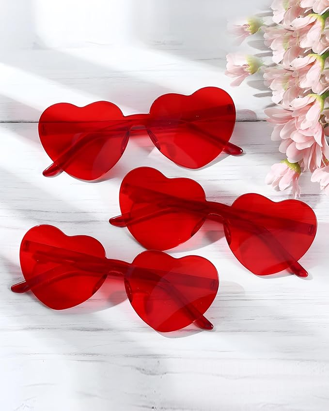 20 Pairs Heart Shaped Sunglasses for Women Colorful Glasses Fun Trendy Transparent Heart Sunglasses Party Favor