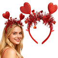 Valentines Headband with Sequin Heart Designs Red Heart Headbands Shiny Red Tassel Head Bopper Romantic Valentines Hair Accessories for Valentines Lover Party Hair Accessory Supplies 1pcs