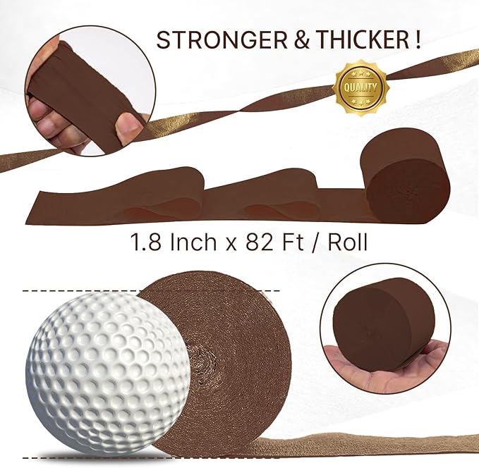 PartyWoo Brown Crepe Paper Streamers 4pcs 328ft Pack of Brown Crepe Paper for Wedding Birthday Baby Shower Engagement Anniversary New Year Eve Graduation Party Decorations(1.8 Inchx82 Ft/Roll)