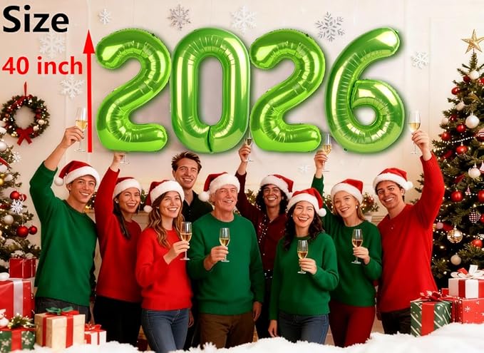 Light Green 2026 Number Balloon, 2026 Foil Balloon Light Green 40 Inch, Balloons for New Years Eve Party Supplies, 2026 Graduation Decoration