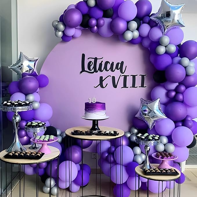 105pcs Dark Purple Balloons 12inch Party Latex Balloons for Birthday Baby Shower Halloween Wedding Valentine's Day Party Bachelorette Decorations