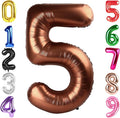 40 Inch Coffee Brown Number 5 Balloon, Giant 5 Number Balloons for 5th Birthday Decorations, Party Supplies for Baby Boy Girl, Coffee Brown Party Decor