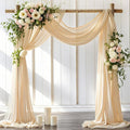 Wedding Arch Draping Fabric 30'' x 18FT 4 Panel Champagne Sheer Chiffon Arch Drapes for Easter Bridal Shower Baby Shower Photo Booth Church Decor Birthday Party Outdoor Decoration