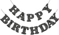 Glitter Black Happy Birthday Banner Birthday Party Decorations Sign Garland Bunting Banner for Wall Decor Party Background for Kids Boys Girls Adults