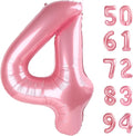 Pearlescent Pink 4 Balloon, Number Balloons 40 Inch, 4th Birthday Decorations for Girls Four Large Numbers for Party Decor, Number 4 Balloon