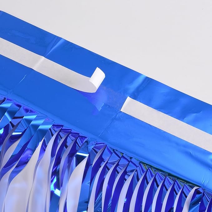 BRAVESHINE Foil Fringe Curtains - Tinsel Foil Curtain Party Steamers Backdrop for Boys Men/Blue Birthdays Decorations/Wedding/Anniversary Celebration/Sea Theme/Bachelorette Party
