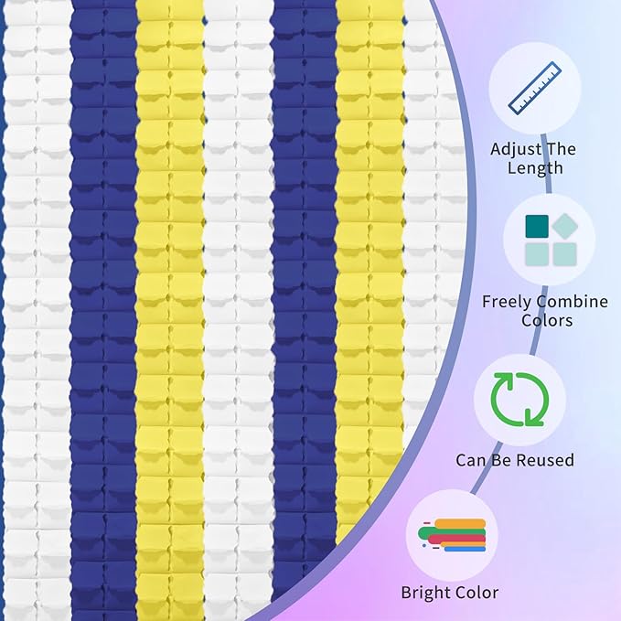 Blue Yellow Graduation Decorations 2026 - Blue White Streamers Garland Birthday Party Decor, 4-Leaf Clover Backdrop Paper Banners Streamer for Men Boy Fathers Day Party Decoration Supplies Garsellen