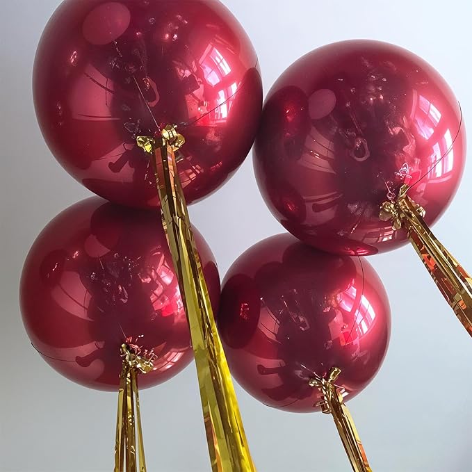 14 Pcs Burgundy Round Foil Balloons 22/15/10 Maroon 4D Ball Balloons Metallic Dark Red Balloon Ornament Mylar Balloon for Valentine's Day Birthday Grad Wedding Anniversary New Year Party Decor