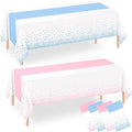 WNINK 4 Pack Pink and Blue Tablecloths, Gender Reveal Disposable Plastic Waterproof Table Cover for Boy or Girl Gender Reveal Party, Baby Shower, Birthday Party Decorations 54" x 108"
