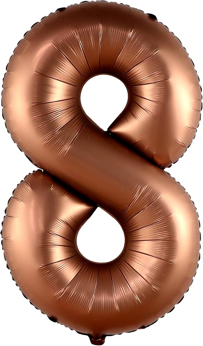 KatchOn, Coffee Brown 8 Balloon Number - 40 Inch, Brown balloon Number 8 | Coffee Birthday Decorations for Boy | 8 balloon Number for Birthday Decorations Girls