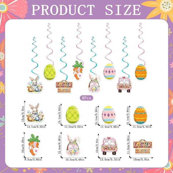 Happy Easter Banner Easter Decorations Bunny Easter Banner Garland Egg Bunny Hanging Swirls Easter Egg Bunny Party Decorations Easter Party Supplies Outdoor Indoor Home Office Spring Party Decoration