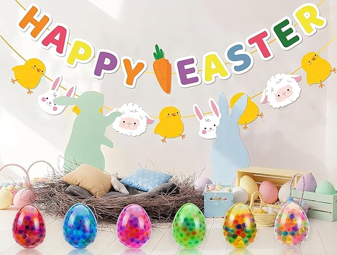 6 Pack Easter Eggs Stress Balls Fidget Squishy for Easter Egg Hunt Easter Basket Stuffers Party Favors Gifts