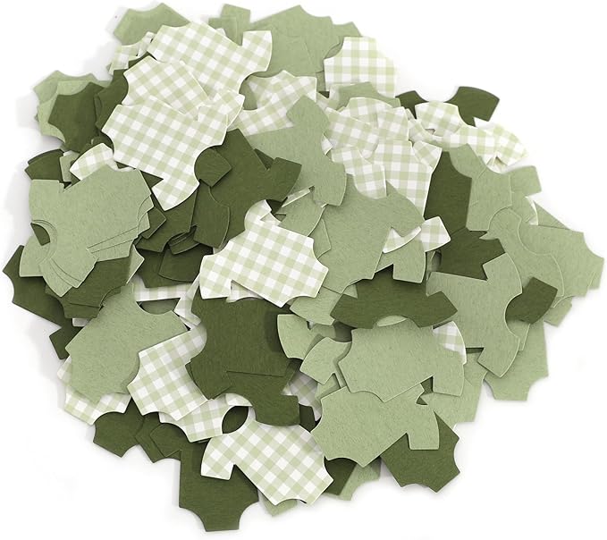 Green Bodysuit Confetti - Green Gingham Baby Shower Confetti,Baby Shower Decoration,Boy/Girl Onsie Decor (green-2)