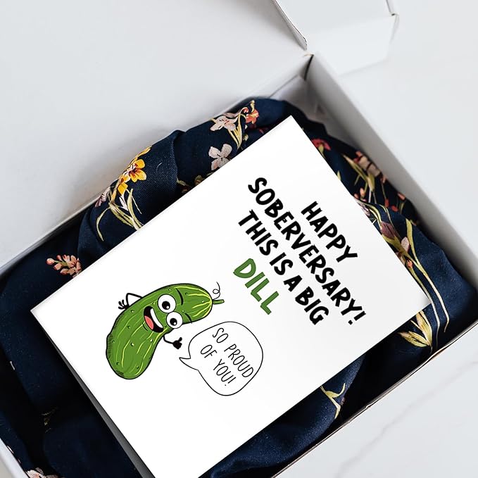 SuperShunhu Funny Sobriety Card for Him Her, Humorous Sober Card for Women Men, Sober Anniversary Card for Friends Family, Happy Soberversary Card, Adorable One Year Sober Card
