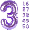 40 Inch Balloon Purple Number 3 Big Foil Helium Number Balloons Giant Mylar Number 3rd Balloons for 13th Birthday Anniversary Party Decorations Supplies