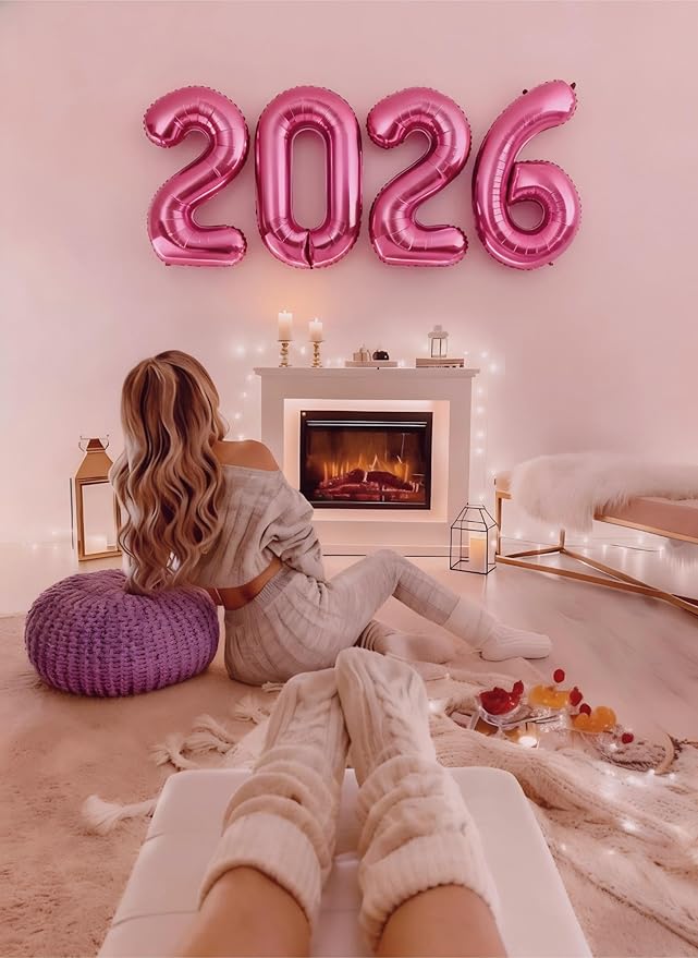 40 Inch Pink 2026 Number Balloon, Happy New Year 2026 Balloons Pink, Graduation Balloon Decorations 2026