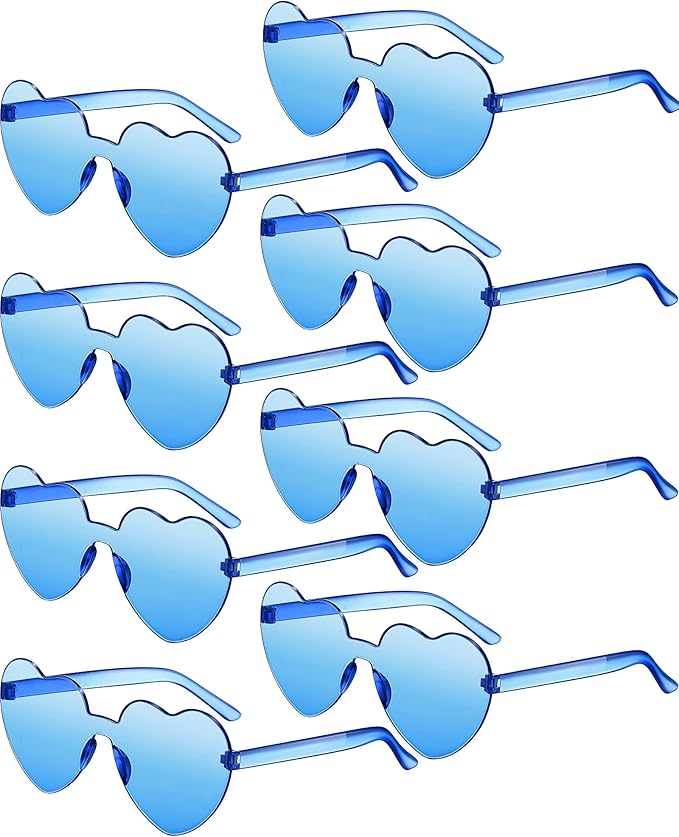 Frienda 8 Pairs Heart Shaped Sunglasses for Women Rimless Heart Glasses Candy Color Sunglasses for Party Favor