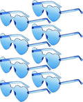 Frienda 8 Pairs Heart Shaped Sunglasses for Women Rimless Heart Glasses Candy Color Sunglasses for Party Favor