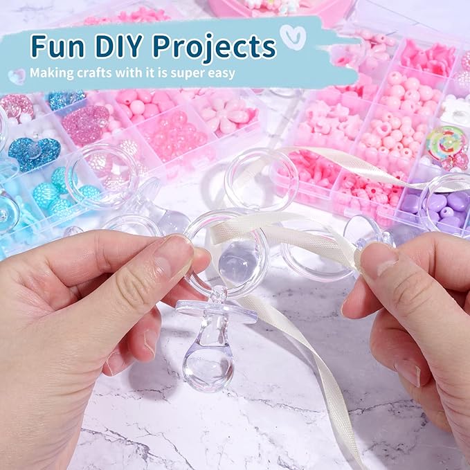 Pacifiers for Baby Shower Game, 36PCS Plastic Pacifiers for Baby Shower Decoration DIY, Large Size Baby Shower Pacifiers, Gender Reveal Party Table Scatter/Hunt Baby Shower Game Props(Clear, 2.75 in)