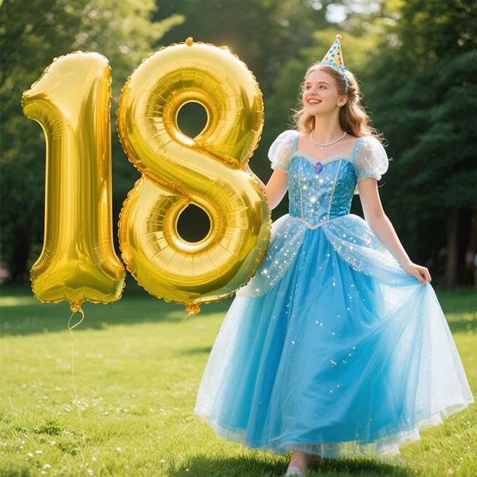 40 Inch Giant Gold Foil Number 8th 18th 28th Birthday Balloons Gold Digit 8 Balloons for Men Women 80th Anniversary Party Decorations Supplies