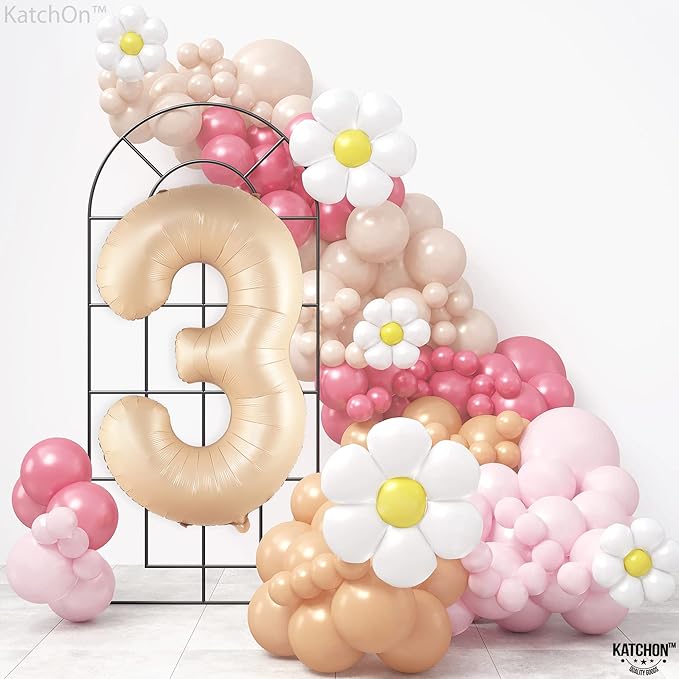 KatchOn, Giant, Number 3 Balloon Caramel - 40 Inch | Number Three Balloon, 3rd Birthday Party Decorations | 3rd Birthday decorations for Girls | Happy Anniversary decorations