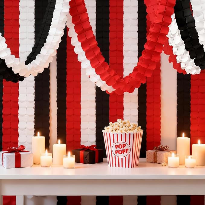 Black-White Red Graduation Streamers Garland - Party Decorations Four-Leaf Clover Hanging Banner for Men Boys Birthday Wedding Baby Bridal Shower Family Gathering Event Supplies Decor Garsellen