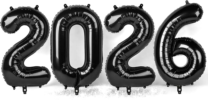 Black 2026 Number Balloon, 40 Inch 2026 Balloons, New Years Eve Decorations, Black Balloons for Graduation, Mylar Balloons Party Supplies 2026