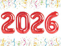 40 Inch 2026 Number Balloons, Red Nye Decorations 2026, New Years Decorations, 2026 Balloon for Graduation Happy New Year and 2 6 20 26 Birthday Parties