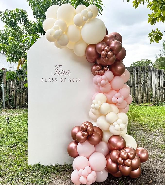 Rose Gold Balloon Arch Kit 144pcs 18/12/10/5inch Dusty Pink Nude Rose Gold White Sand and Confetti Balloons for Baby Shower Bridal Shower Princess Party Wedding Birthday Party Decorations