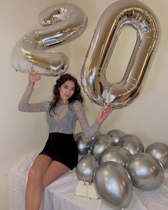 Silver Number 12 Balloon 40 Inch, 12th Birthday Party Decorations for Children, Giant 12 Foil Balloon for Party Supplies