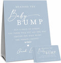 Navy Blue Baby Shower Measure The Baby Bump, Measure Mommy's Belly Game Set - 1 Self-Standing Sign And 50 Tickets - Gender Reveal, Baby Shower, Baby Announcement Activity & Party Favor Supplies - A07