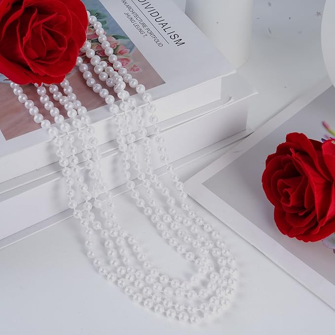 HOOSUN 30 Pack Mardi Gras Beads Necklaces Bulk, Mardi Gras Accessories for Party Favors,White Decoration St Patricks Day Necklace Party Supplies Mardi Gras Decor For Party, School Event,Home