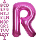 SUWEN 40 Inch Hot Pink Large R Letter Balloons Big Foil Helium Letter Balloons A-Z Jumbo Mylar Happy Birthday Party Decorations for Woman Anniversary Party Supplies