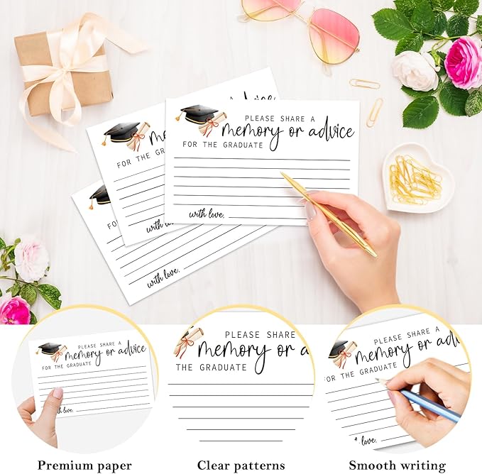 Graduation Advice and Wishes Cards, Modern Advice Cards For The Graduate, Grad Party Announcement Graduate Card, Graduation Party Games Decorations Supplies (20 Pack) C