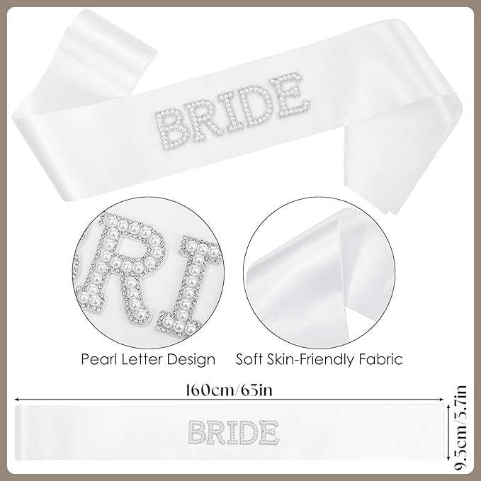 JATEBI 3PCS Bride Sash Veil Sunglasses Set for Bridal Shower Wedding Engagement Bachelorette Party Favors