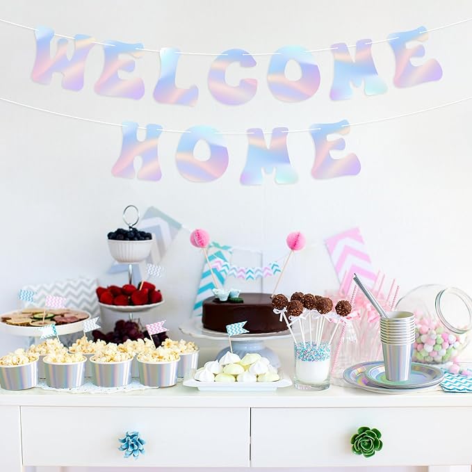 DIY Party Holographic Banner - 112Pcs Make Your Own Customize Letters with Lights Holographic Banners Kit for Birthday Baby Shower Valentines House Warming Wedding Holiday Party Decoration