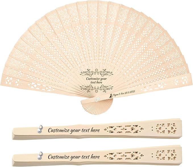 10Pcs Personalized wedding fans for guests, Custom Summer Wedding Fans, Unique Bridal Shower Party Favors, Handcrafted Wooden Fans for Guests (Honeycomb wooden fan)