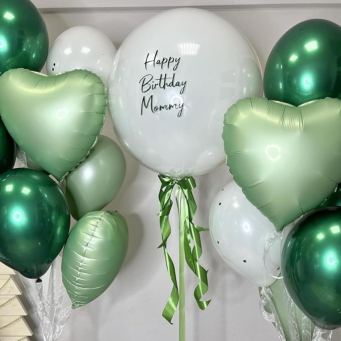 Sage Green White Heart Balloons,10Pcs Sand White Foil Heart Shaped Balloons,18Inch Olive Green Helium Balloon for Valentines,Engagement,Birthday,Baby Shower,Wedding Party Decorations