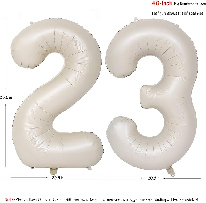 40 In Cream white Number Balloons Helium Foil Mylar Balloon Birthday Party banquet Decoration Digital 23