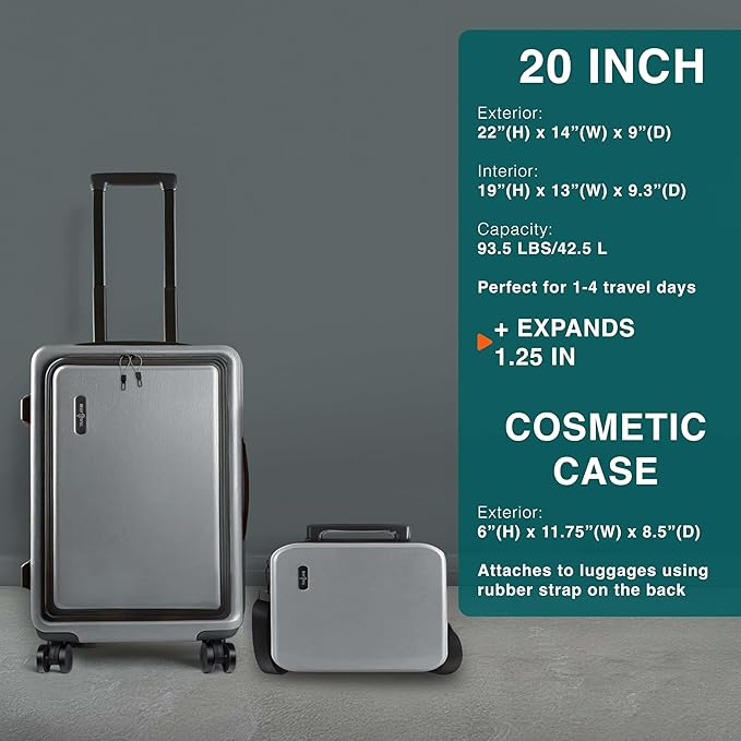 TRAVELARIM Luggage Sets 3 Piece, 20 Inch Carry on Luggage and 28 Inch Suitcases with Wheels Spinner, Durable Hard Shell Suitcase Set, Expandable Travel Suitcase, Grey