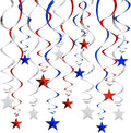 BEISHIDA Red Blue Silver Star Hanging Swirl Decorations,July 4th Hanging Party Supplies for July 4th Graduation Wedding Baby Shower Birthday Decorations,Pack of 15
