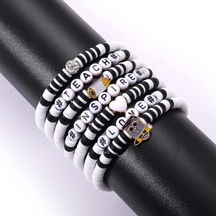 Surfer Heishi Bracelets for Women Stackable Rainbow Vinyl Disc Clay Beaded Stretch Bracelets Elastic Layering Friendship Bracelets Boho Summer Beach Jewelry