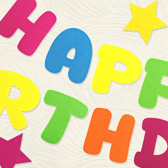 CIEHER Felt Happy Birthday Banner for Birthday Party Favors - Colorful Bunting, Star & Letter Decor for Birthday Parties