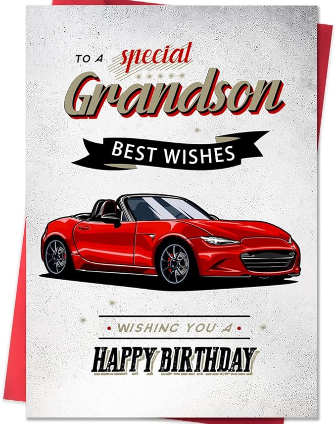 Grandson Birthday Card, Funny Birthday Card for Grandson, Best Gift from Proud Grandparents, Cute & Heartfelt Wishes for Little Man