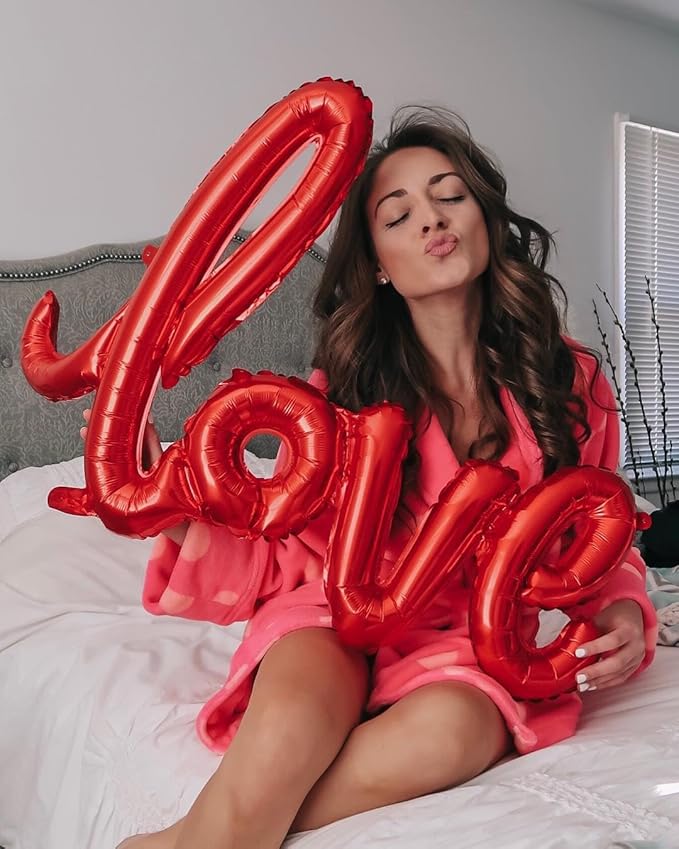 5 Pcs Hot Pink Heart Shaped Balloons Hot Pink Love Valentine Balloons for Valentines Day Bridal Shower Wedding Party Decorations