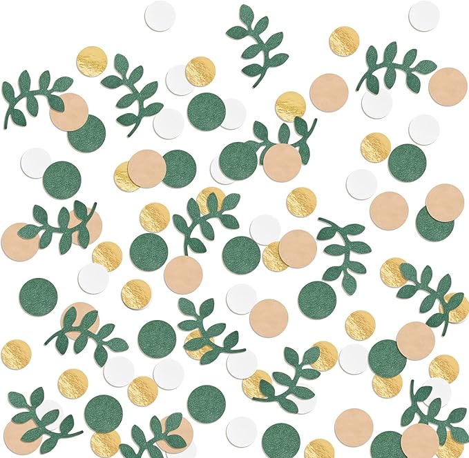 Baby Shower Confetti Scatter Table Decoration Supplies Golden Green Eucalyptus Greenery Branches Nature-Theme Party Bridal Shower Party Wedding Nursery Decor 210 pcs